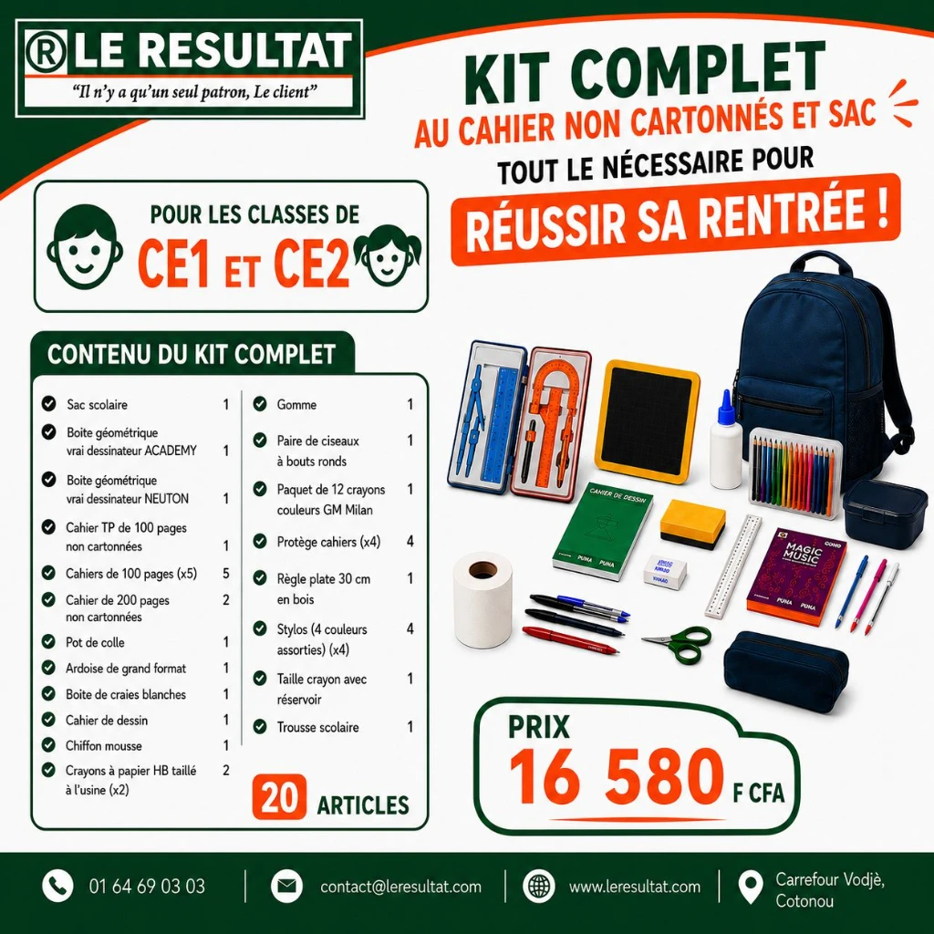 CE1 & CE2 - Kit Complet - Cahier NON cartonnés 