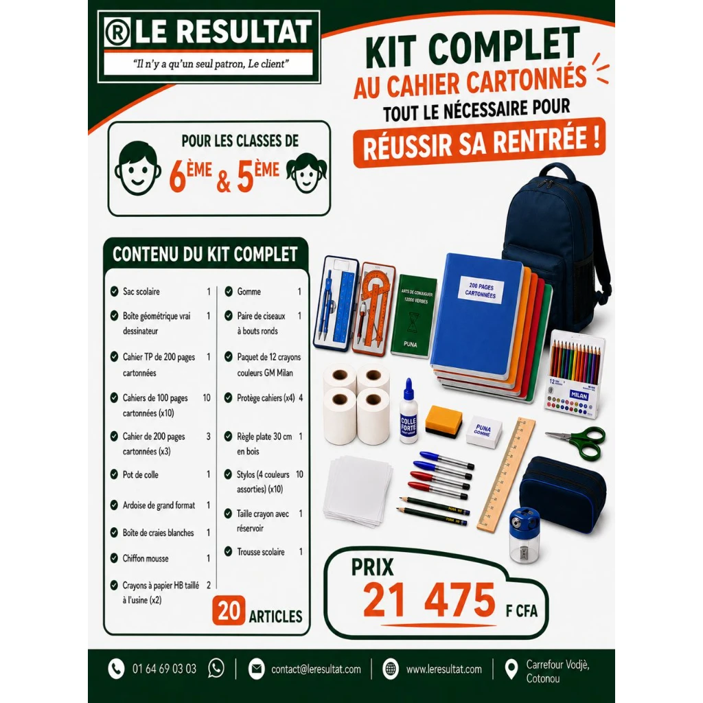 6ème & 5ème Kit Complet - Cahier cartonnés