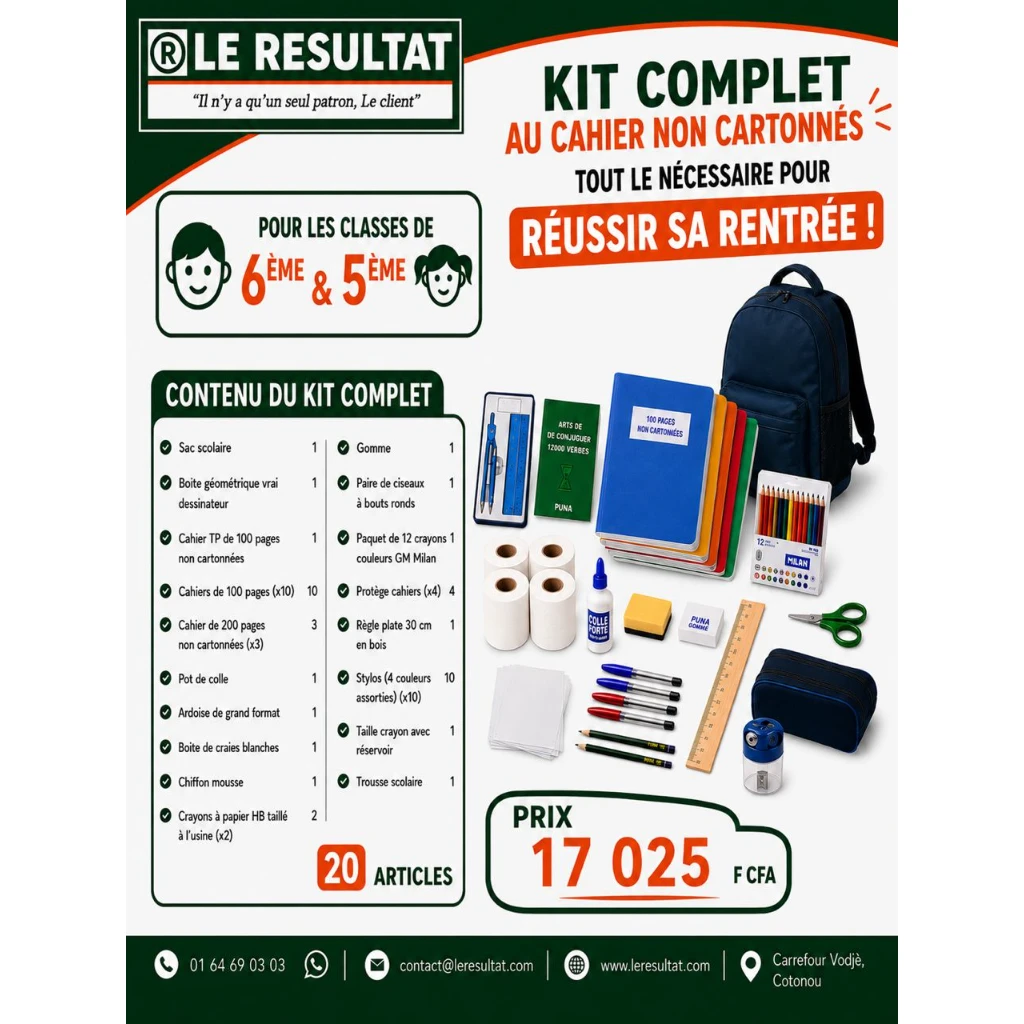 6ème & 5ème Kit Complet - Cahier non cartonnés