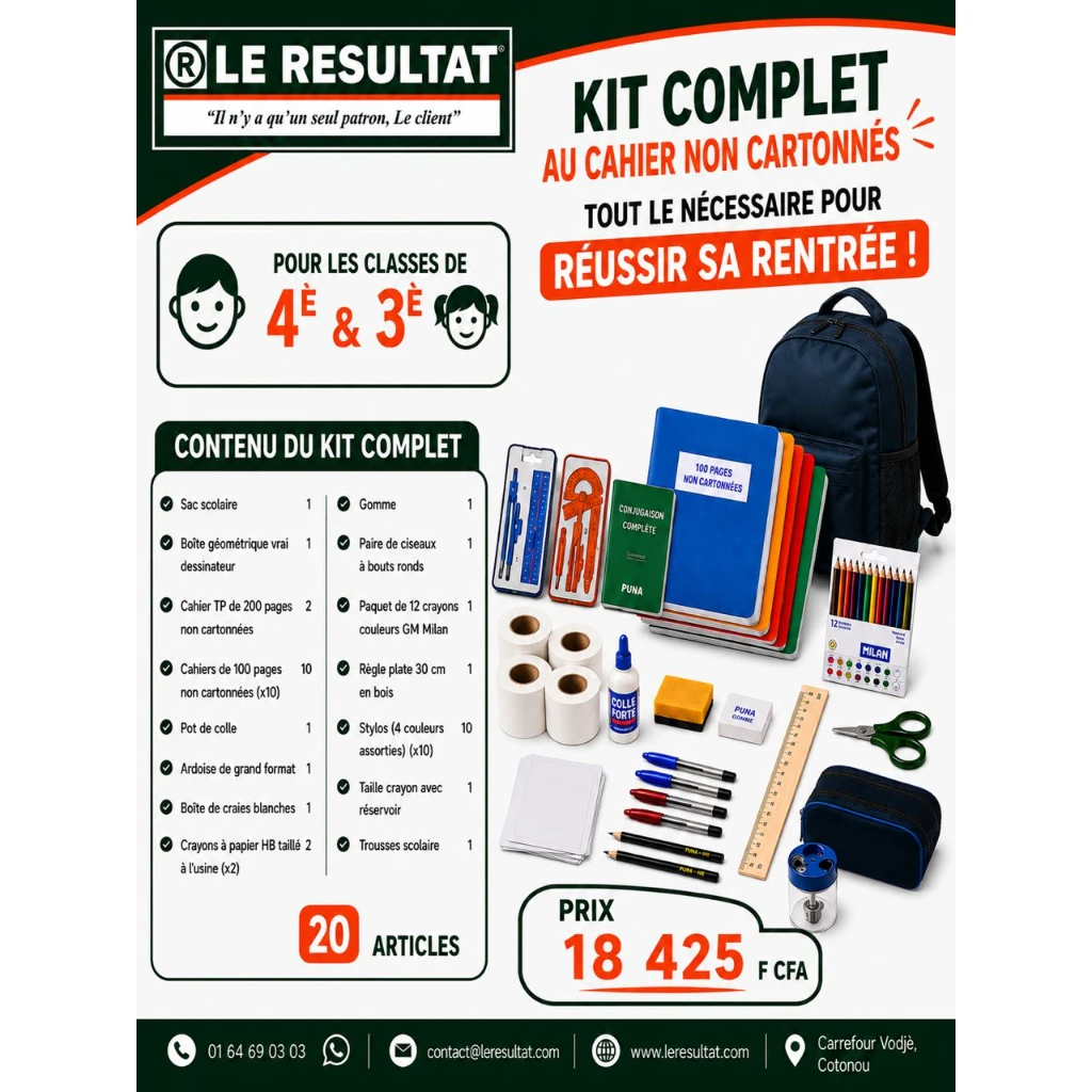 4ème & 3ème - Kit Complet - Cahier non cartonnés 