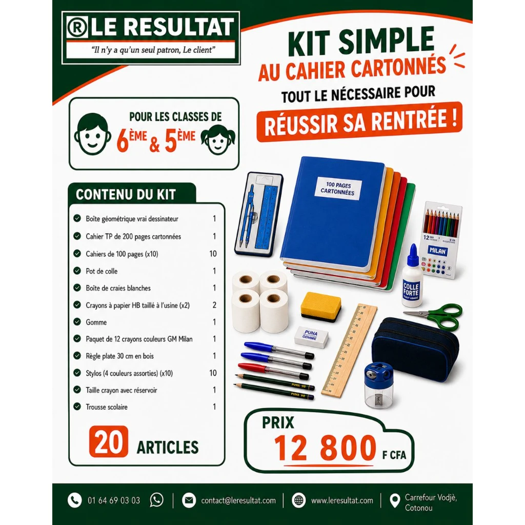 6ème & 5ème Kit SIMPLE - Cahier cartonnés