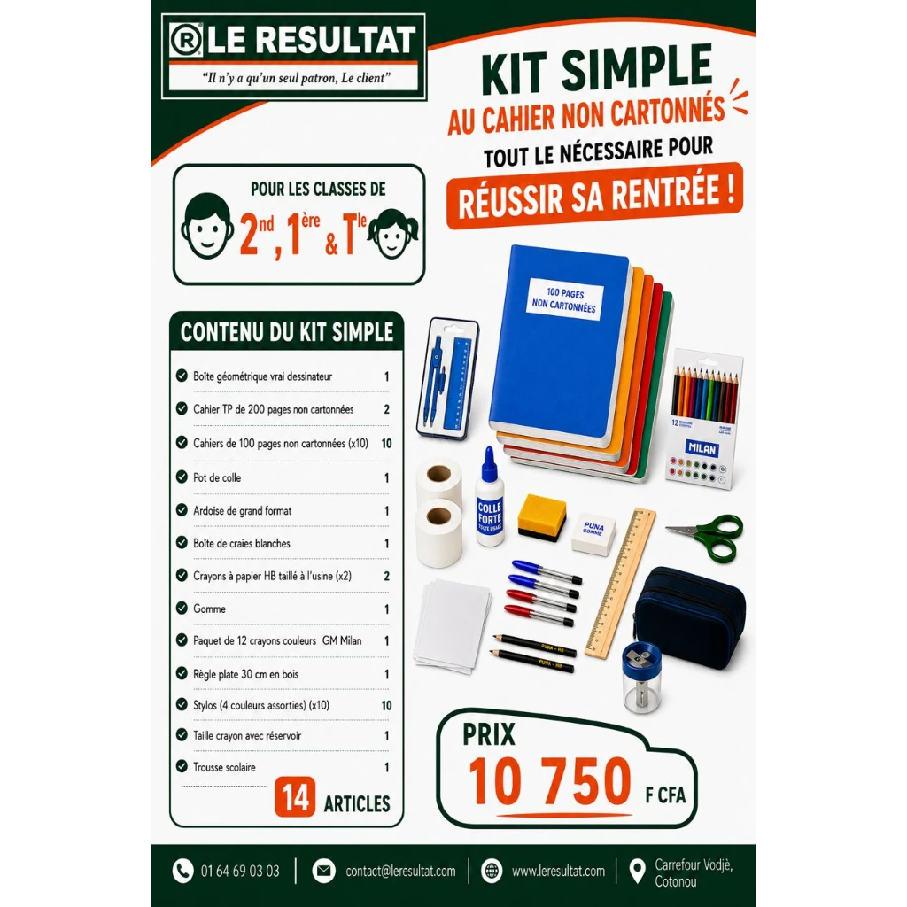 2nd 1ère Tle Kit SIMPLE - Cahier non cartonnés 